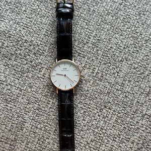 Daniel Wellington Gold Dark Brown Leather Watch